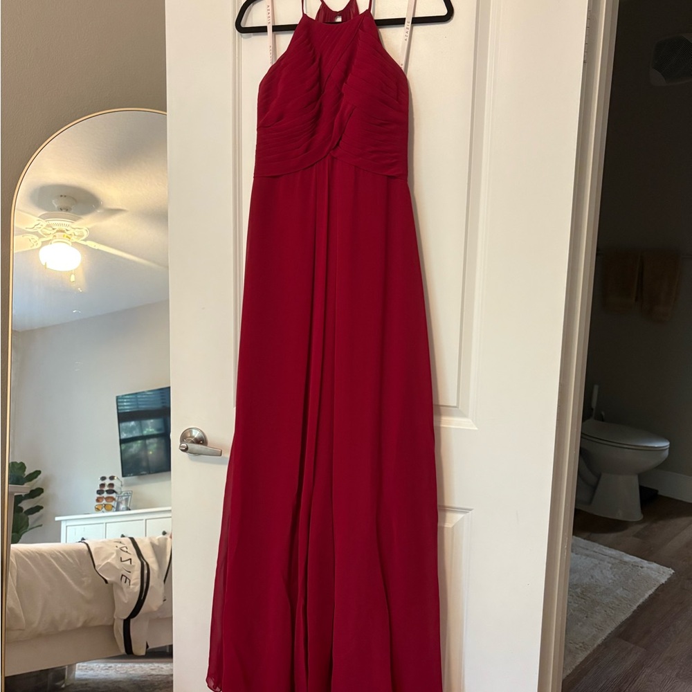 Azazie Burgundy Chiffon bridesmaid dress